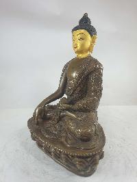 Buddhist Statue Of Shakyamuni Buddha [chocolate Oxidized], [painted Face]
