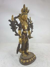 Buddhist Statue Of Manjushri [partly Gold Plated], [painted Face]