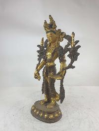 Buddhist Statue Of Manjushri [partly Gold Plated], [painted Face]