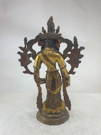 Buddhist Statue Of Manjushri [partly Gold Plated], [painted Face]