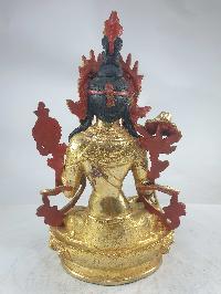 Buddhist Statue Of Green Tara, [full Fire Gold Plated], [painted Face]