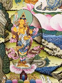 Thangka Painting Of White Tara, Lamas Art, [24 Carat Gold], Modern Color