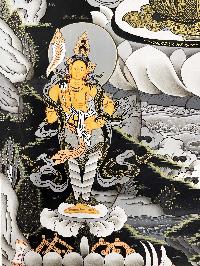 Thangka Painting Of Manjushri, Lamas Art, [24 Carat Gold], Modern Color