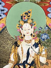 Thangka Painting Of White Tara, Lamas Art, [24 Carat Gold], Tradition Color