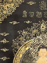 Thangka Painting Of Shakyamuni Buddha, [24 Carat Gold], Black And Gold