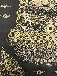 Thangka Painting Of Shakyamuni Buddha, [24 Carat Gold], Black And Gold