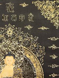 Thangka Painting Of Shakyamuni Buddha, [24 Carat Gold], Black And Gold