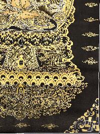 Thangka Painting Of Manjushri, [24 Carat Gold], Black And Gold