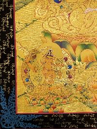 Thangka Painting Of Avalokiteshvara, Chenrezig, Lamas Art [24 Carat Gold Full Gold], Three Great Bodhisattvas