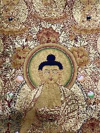 Thangka Painting Of Shakyamuni Buddha, Lamas Art [24 Carat Gold Full Gold]