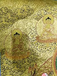 Thangka Painting Of White Tara, Lamas Art [24 Carat Gold Full Gold]