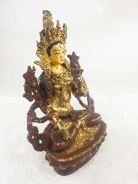 Buddhist Statues Of White Tara, [partly Gold Plated], [painted Face]