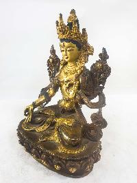 Buddhist Statues Of White Tara, [partly Gold Plated], [painted Face]