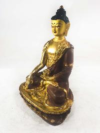 Buddhist Handmade Statues Of Shakyamuni Extra Gold On Base Buddha, [partly Gold Plated], [painted Face]