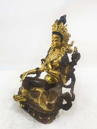 [old Stock], Buddhist Statues Of Green Tara, [partly Gold Plated], [painted Face]