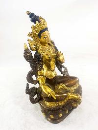 [old Stock], Buddhist Statues Of Green Tara, [partly Gold Plated], [painted Face]