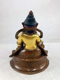 [old Stock], Buddhist Statue Of Yellow Jambhala, [partly Gold Plated], [painted Face]