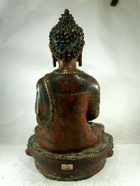 Buddhist Statue Of Amitabha Buddha, [partly Gold Plated], [painted Face, Antique]