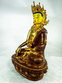 Buddhist Statue Of Crown Shakyamuni Buddha, [partly Gold Plated], [painted Face]