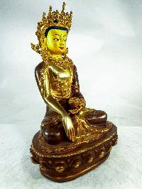 Buddhist Statue Of Crown Shakyamuni Buddha, [partly Gold Plated], [painted Face]