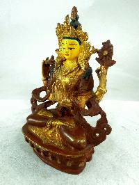 Buddhist Statue Of Chenrezig, [partly Gold Plated], [painted Face]