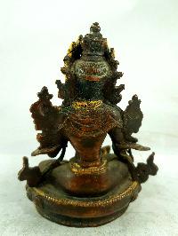 Old Statue, One Piece, Buddhist Statue Of Green Tara, [chocolate Oxidized], [painted Gold]