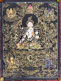 Buddist Hand Painted Thangka Of [white Tara], [real Gold], Lamas Art