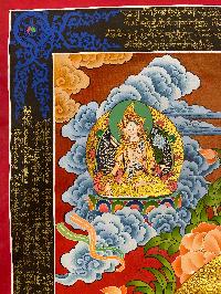 Buddist Hand Painted Thangka Of [chenrezig], [real Gold], Lamas Art, Three Great Bodhisattvas