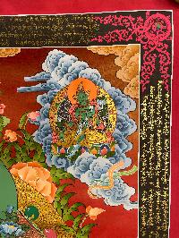 Buddist Hand Painted Thangka Of [chenrezig], [real Gold], Lamas Art, Three Great Bodhisattvas