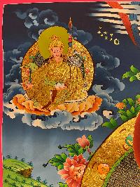 Buddhist Hand Painted Thangka Of [white Tara], [real Gold], Lamas Art, Three Long Life Deities