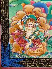 Buddist Hand Painted Thangka Of [yellow Jambhala], [real Gold], Lamas Art