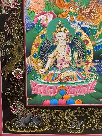 Buddist Hand Painted Thangka Of [green Tara], [real Gold], Lamas Art