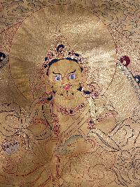 Buddist Hand Painted Thangka Of [white Tara], [real Gold], Lamas Art