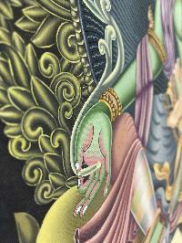 Buddhist Hand Painted Thangka Of [green Tara], Lamas Art