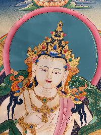 Buddhist Hand Painted Thangka Of Vajrasattva, [real Gold], Lamas Art