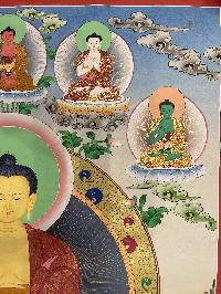 Buddhist Hand Painted Thangka Of Shakyamuni Buddha, [real Gold], Lamas Art