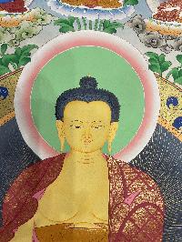 Buddhist Hand Painted Thangka Of Shakyamuni Buddha, [real Gold], Lamas Art