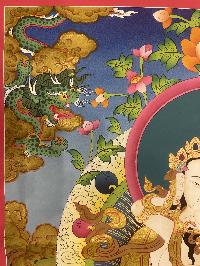 Buddhist Hand Painted Thangka Of Vajrasattva With Consort, [shakti], Yab-yum, [real Gold], Lamas Art