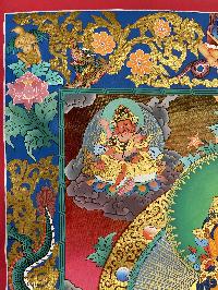 Buddhist Hand Painted Thangka Of Pancha Kuber, Five Jambhala, [real Gold], Lamas Art