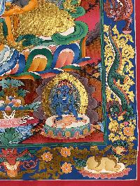 Buddhist Hand Painted Thangka Of Pancha Kuber, Five Jambhala, [real Gold], Lamas Art