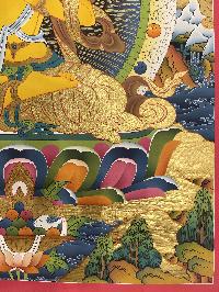 Buddhist Hand Painted Thangka Of Manjushri, [real Gold], Lamas Art