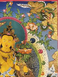 Buddhist Hand Painted Thangka Of Manjushri, [real Gold], Lamas Art