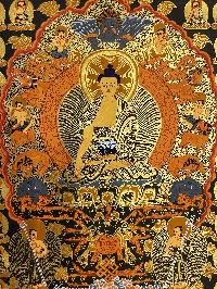 Buddhist Hand Painted Thangka Of Shakyamuni Buddha, Lamas Art