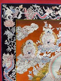 Buddhist Hand Painted Thangka Of Green Tara, [real Silver], Lamas Art