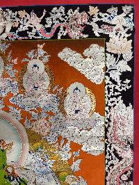 Buddhist Hand Painted Thangka Of Green Tara, [real Silver], Lamas Art