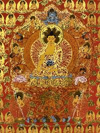 Buddhist Hand Painted Thangka Of Shakyamuni Buddha, Lamas Art