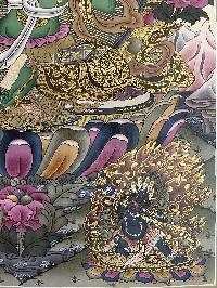 Buddhist Hand Painted Thangka Of Green Tara, Lamas Art