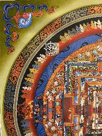 Buddhist Hand Painted Thangka Of Kalachakra Mandala, Lamas Art