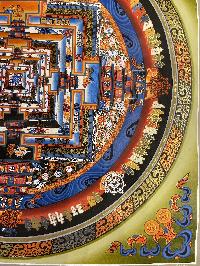 Buddhist Hand Painted Thangka Of Kalachakra Mandala, Lamas Art