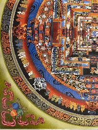 Buddhist Hand Painted Thangka Of Kalachakra Mandala, Lamas Art